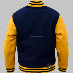 Vente en gros OEM haut de gamme unisexe chenille brodée bleu jaune laine personnalisable veste universitaire Letterman pour collège de baseball - Product Image 6