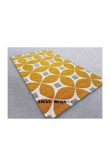 Alfombra de Lana Hecha a Mano con Borde Geométrico Moderno para Sala de Estar, Dormitorio, Hotel, Hogar, Alfombra Decorativa para Piso - Product Image 2