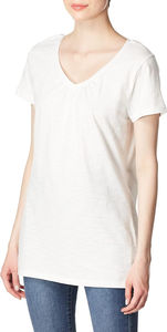 Camiseta de mezclilla con cuello en V para mujer, estampado gráfico 3D, batik a cuadros, con agujeros, ecológica, de verano, personalizada, transpirable, de secado rápido, corta, 100% - Product Image 3