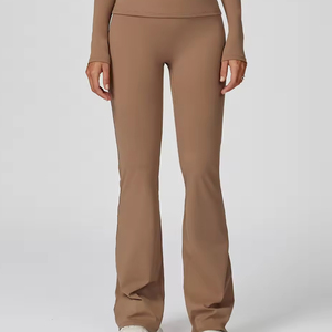 Pantalon évasé ajusté personnalisé pour femme, taille mi-haute, avec dentelle, impression et broderie de logo personnalisés, style streetwear, en molleton 100% coton - Product Image 1