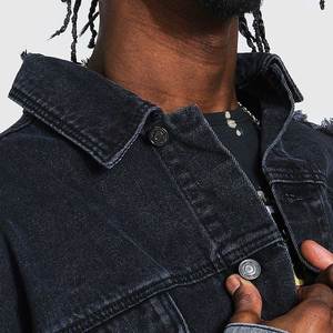 Ventes chaudes - Vestes en jean réversibles écologiques à col montant, style streetwear décontracté surdimensionné, impression de logo personnalisée, prix bas - Product Image 5