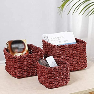 Ensemble de 3 paniers de rangement rectangulaires tissés, bacs écologiques en ficelle de papier et en jonc de mer, organiseurs durables pour la maison et le bureau - Product Image 3