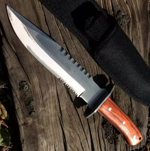 Couteau de chasse Bowie en acier Damas de qualité supérieure, personnalisable, vente en gros OEM/ODM, lame fixe à pointe tombante pour le camping, la pêche et la survie - Product Image 3