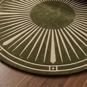 Modern <b>Round</b> Sunburst Area Rug Olive Green Geometric <b>Carpet</b> Soft Plush Circular Rug for Living Room Bedroom Home Decor - Product Image 4