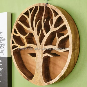 Black Simple Tree Life Design Wood Boho Floating <b>Shelf</b> Sustainable Eco-Friendly <b>Wall</b> Mounted Display Organizer for Crystals - Product Image 4