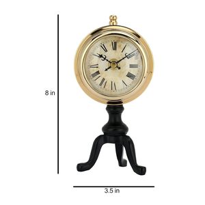 Horloge de bureau traditionnelle en laiton, design circulaire, finition dorée, support à trois pieds, mouvement à quartz silencieux, affichage à aiguilles, fonctionne sur piles - Product Image 6