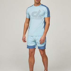 Unisex Lightweight Breathable Anti-UV <b>T</b>-<b>Shirt</b> Shorts Set OEM Custom Four-Way Stretch Front Summer Running Activewear - Product Image 1