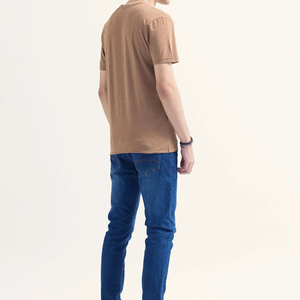 Camiseta con cuello en V para hombre, lisa, básica, informal, de algodón, transpirable. - Product Image 5