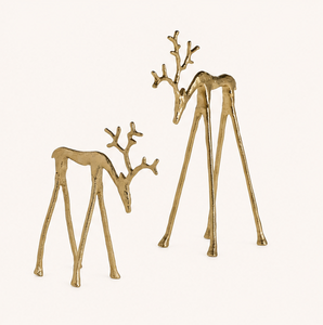 Elegant Handmade Metal Deer Sculptures For Christmas Decor Sleek <b>Gold</b> Textured Reindeer <b>Statues</b> For Luxury Living Room & Office - Product Image 3