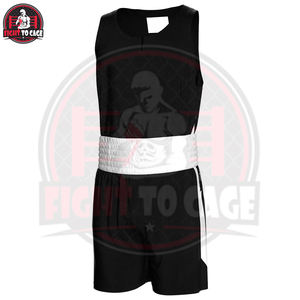 Ensemble de combat en satin extensible pour homme, mélange polyester/spandex de qualité supérieure, couleur personnalisée, débardeur et short de boxeur - Product Image 3