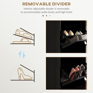 Modern 3-Drawer Shoe <b>Storage</b> Cabinet Black <b>Narrow</b> Organizer for 15 Pairs for Women's Coats in Entryway or Hallway - Product Image 6