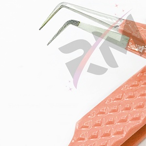 RMI Eyelash Extension Tweezers Orange Powder Coated Tweezer <b>Russian</b> Volume Silver Tip Tweezers Sustainable Steel Private Label - Product Image 2