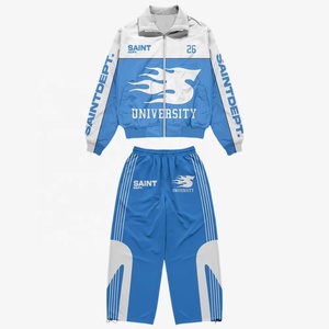 ชุดวอร์มผู้ชายแบบใหม่ปี 2026 ผลิตตามสั่ง ชุดเสื้อแจ็คเก็ตซิปและกางเกงจ็อกเกอร์ โพลีเอสเตอร์ สตรีทแวร์ ชุดกีฬา ชุดฝึกซ้อม รับผลิตแบบ OEM ODM - Product Image 4