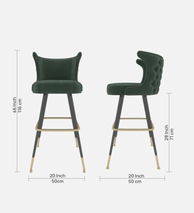 Elegant Velvet Wing <b>Bar</b> Chair Green Gold Accents Contemporary Commercial <b>Adjustable</b> Counter Height <b>Stool</b> Metal Frame <b>Bar</b> - Product Image 3
