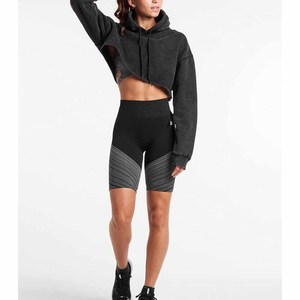 Sudadera con capucha extragrande para mujer, con efecto teñido y lavado ácido frontal, top corto de manga larga, tejido 100% algodón, para invierno, color personalizado, hombros caídos - Product Image 3