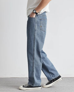 2025 nueva tendencia, etiqueta personalizada, pantalones vaqueros a cuadros, ocio de negocios, ajuste holgado, recto, cintura media, orillo de lujo, pantalones vaqueros de alta calidad para hombres - Product Image 4