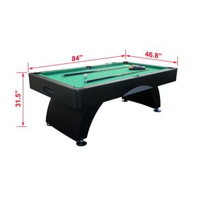 Table de billard de 7 pieds pour adultes et familles, finition noire fine, table de billard pour salle de jeux, salle à manger, salon, accessoires inclus - Product Image 5