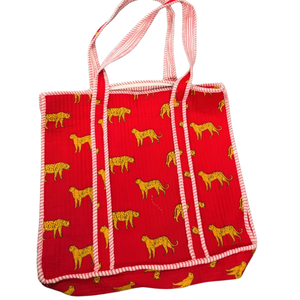 Premium Cotton <b>Shopper</b> Tote <b>Bag</b> Jaipur Hand Block Print Quilted Animal Design Durable Office Travel Casual Carry <b>Bag</b> <b>Zip</b> Closure - Product Image 1