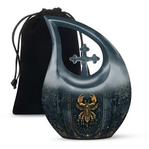Urne funéraire adulte en forme de larme avec croix blanche et serpent, grande urne funéraire en forme de larme pour cendres humaines, avec sac en velours offert – Offre spéciale - Product Image 6