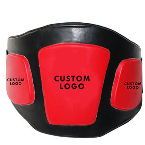 Protector de Vientre de Cuero Rojo y Negro para Boxeo, Duradero, Absorbente de Impactos, Ligero, Soporte para Cintura y Muñecas - Product Image 1
