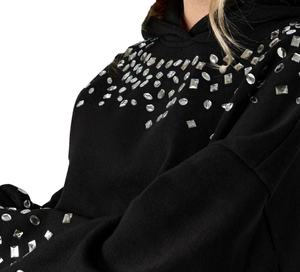 Women Oversized <b>Rhinestone</b> Hoodie Casual Pullover Sweatshirt Long Sleeve With Pocket Fashion Hooded <b>Top</b> - Product Image 3