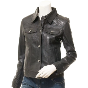 Chaqueta de Cuero Satinado Transpirable para Mujer, Nueva Colección Otoño, Personalizable, con Cuello Alto, Precio Bajo por Volumen - Product Image 2