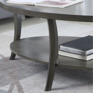 Tavolino da Caffè Contemporaneo con Ripiano Ovale Grigio Perth - Product Image 3