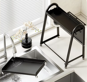 Étagère à épices roulante à 2 niveaux personnalisable OEM/ODM avec crochets pour ustensiles, organisateur multifonctionnel pour les épices de cuisine - Product Image 3