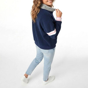 <b>Women</b> Green <b>Quarter</b> <b>Zip</b> Fleece <b>Sweatshirt</b> Red Check Collar Cuffs Letter <b>S</b> Front Casual Winter Wear Regular Sleeve Preppy Style - Product Image 3