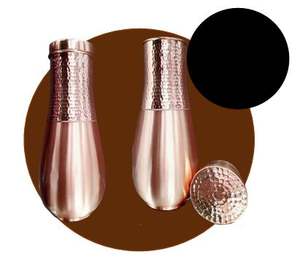 Bouteille d'eau en cuivre martelé demi-hamérite, anti-fuite, ayurvédique, pour l'hydratation quotidienne et la santé - Product Image 1
