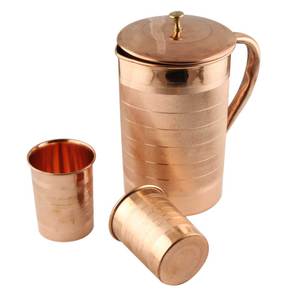 Carafe à eau en cuivre martelé pur, pichet ayurvédique en cuivre pour le stockage de l'eau potable, usage quotidien, provenant d'un fournisseur indien - Product Image 1