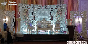 Escenario de Boda Moderno con Temática Bollywood para Eventos y Fiestas Occidentales, Decoración de Escenario de Recepción de Boda, Escenario de Boda Lujoso Tallado en Oro, EE. UU. - Product Image 6