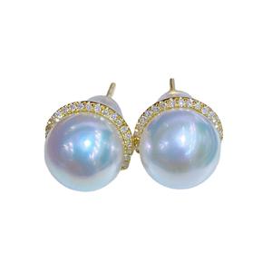 Wholesale Zhuji Natural Freshwater Zhenduo Ma Pearl G18k <b>Gold</b> <b>Earrings</b> 6-7mm8-9mm Natural <b>Black</b> Double Wear 6-7mm8-9mm Natural - Product Image 5