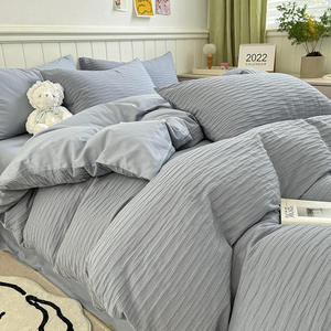 Parure de lit de luxe en coton pur et lin, <span class=keywords><strong>4</strong></span> pièces, taille King, en gaze douce <span class=keywords><strong>à</strong></span> bulles, avec housse de couette, vente en gros - Product Image 3