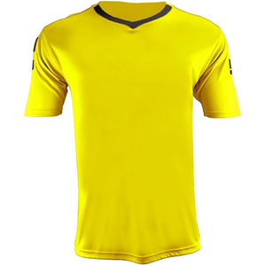 Camiseta de Fútbol Unisex Personalizada con Cuello en V, Color Amarillo Neón, Manga Corta, Transpirable, Absorbe la Humedad, Ropa Deportiva de Poliéster para Adultos, Corte Regular - Product Image 5