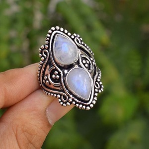 Bague en pierre de lune, argent sterling 925, faite à la main, bijou pour elle - Product Image 4