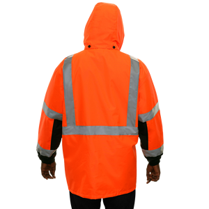 Chaqueta de Seguridad Acolchada Impermeable para Invierno, Parka Térmica Reflectante de Alta Visibilidad con Capucha Desmontable para Clima Frío al Aire Libre - Product Image 3