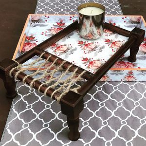 Wooden Charpai Tray Unique for Restaurant Purpose Available for Serving <b>Decor</b> Natural Color Tray for Hotels - Product Image 1