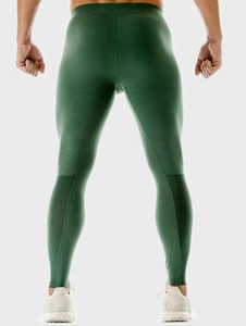 Leggings de sport respirants à taille élastique, résistants à l'eau, séchage rapide, compression, avec poche zippée, vente en gros, couleur unie, pour hommes - Product Image 4