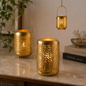 <b>Brass</b> Candle Holder <b>Lantern</b> Hanging Tealight Candle Stand Decorative Metal Home Decor Wedding Event Table Centerpiece - Product Image 4