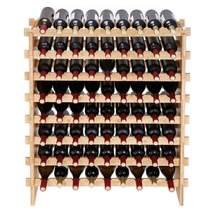 Estante Modular Apilable de Bambú Sólido de 8 Niveles para 72 Botellas, Exhibidor de Vino Independiente con Soporte para Botellas - Product Image 5