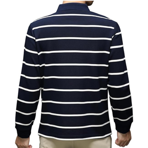 Chemise décontractée à col boutonné pour homme, rayée, à manches longues, en coton 100% respirant, tissée et délavée - Product Image 3