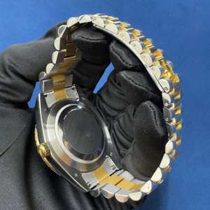 Montre BOJ Premium R.o.l.e.x bicolore arabe 41 mm automatique en acier inoxydable de luxe avec moissanite, style hip-hop, double mouvement, étanche 3 ATM - Product Image 4