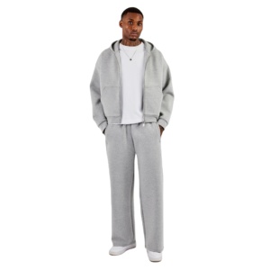 ชุดวอร์มผู้ชายไซส์ใหญ่คุณภาพดีที่สุด ขายส่ง MOQ ต่ำ ชุดวอร์มหรูหราแบบเรียบง่าย กางเกงทรงตรงหลวม และเสื้อฮู้ดครอปแบบมีซิป - Product Image 1