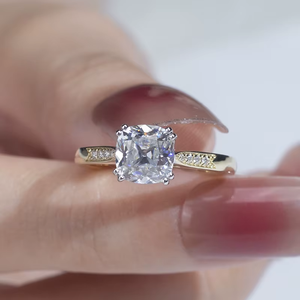 Women's 18K Solid Gold Round Brilliant Diamond Engagement <b>Ring</b> Classic Style with Side Diamonds - Product Image 3