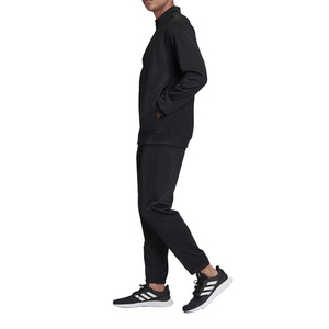 Men's Black Full Length Tracksuit Solid Color Breathable <b>Polyester</b> Autumn Casual Wear Stand Collar <b>Jogger</b> Set - Product Image 2