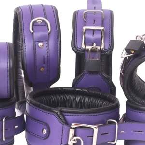 Real Sheep Skin Leather Wrist and Ankle Cuffs with Soft Padding Adjustable Fit Steel Buckle 4.5cm Width - Product Image 2