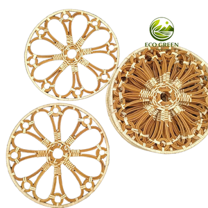 Boho Flower Shape Woven Rattan Placemat Decorative Dining <b>Table</b> <b>Mat</b> for Coastal Farmhouse Home Styling - Product Image 1