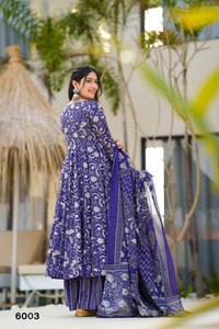 Costume Anarkali imprimé pour femmes avec dupatta, robe longue traditionnelle pour les occasions spéciales, en coton, style Inde Pakistan - Product Image 4
