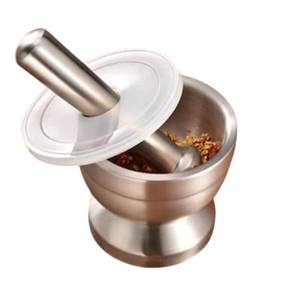Modern Style Stainless Steel Mortar And Pestle Set With Lid Metal Spice <b>Grinder</b> Pill Crusher <b>Herb</b> Bowl For Kitchen Use On Sale - Product Image 1